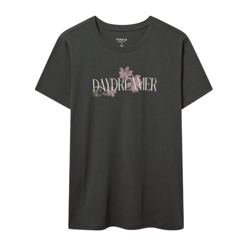 Torrid Charcoal 'Daydreamer' Graphic Tee with Pink Floral